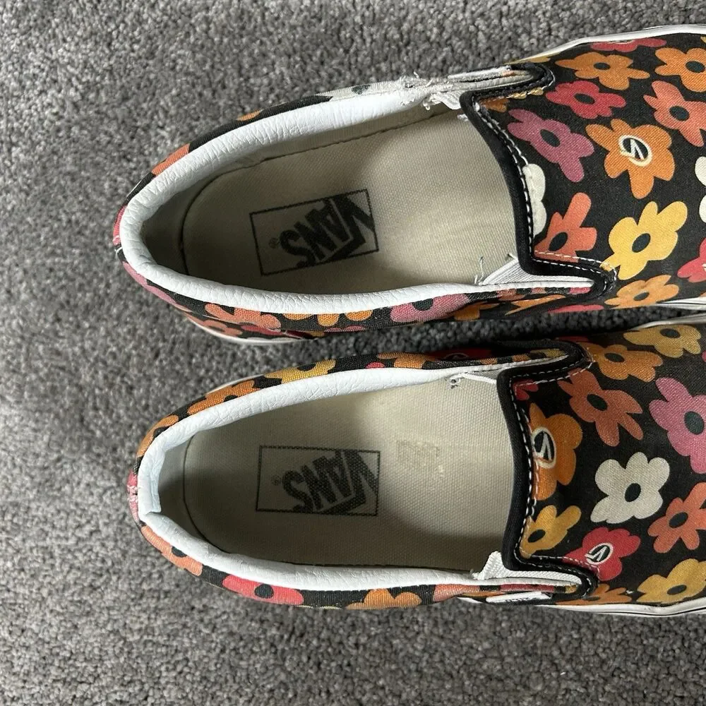 Vans Classic Slip-On Women’s Sz 11.5 Men’s Sz 10 Floral Print Skate Shoes Used
